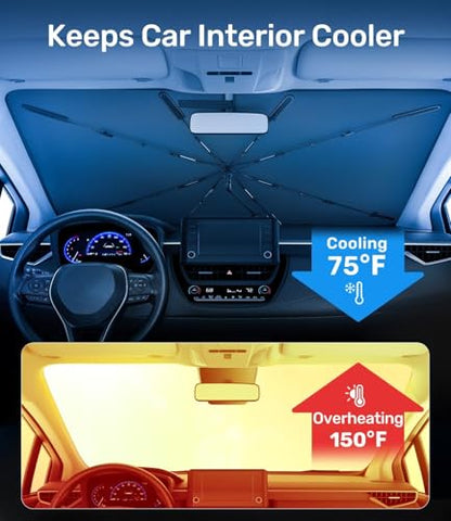 2026 Upgraded Car Windshield Sun Shade [Cool Down by 75℉ ] with Heat Insulation Coating