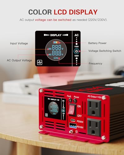 1500 Watt Pure Sine Wave Power Inverter DC 12V to AC 110