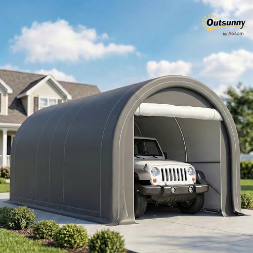 10' x 16' Carport Heavy Duty Portable Garage Storage Tent Gray