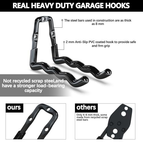 Garage Hooks Heavy Duty 6 Pack Wall Mount Storage Organizer (4 Count)