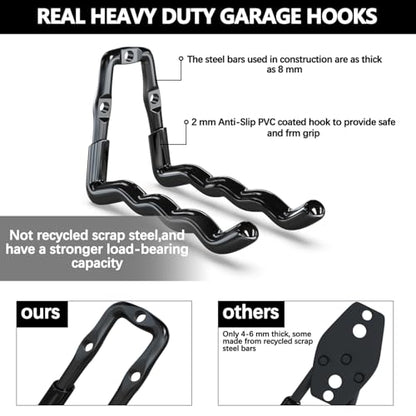 Garage Hooks Heavy Duty 6 Pack Wall Mount Storage Organizer (4 Count)