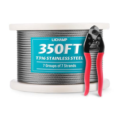 350FT 1 8" Stainless Steel Wire Rope Cable