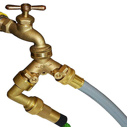 Brass Garden Hose Y Valve Hose Splitter Water Garden Hose Adapter 2 Way 3