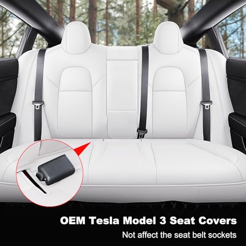 Tesla Model 3 Car Seat Covers Organosilicon Leather Car Interior Seat Airbag Compatible Cushion Cover Full Set Custom Fit 2023 2022 2021 2020 2019 2018 (10 Count)