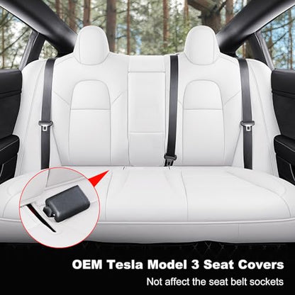 Tesla Model 3 Car Seat Covers Organosilicon Leather Car Interior Seat Airbag Compatible Cushion Cover Full Set Custom Fit 2023 2022 2021 2020 2019 2018 (10 Count)