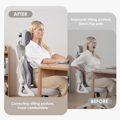 Lumbar Support with Car headrest Back Pillow for Chairs Headrest Pillow for Car Ergonomic Ultrathick Memory Foam Back Pillow for Office Chair