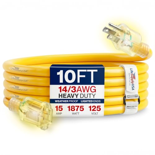 10ft Outdoor Indoor Extension Cord 14 (10 Foot)