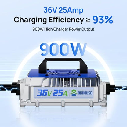 36V 25A Lithium Charger ≥93% Efficiency for Golf Cart Batteries