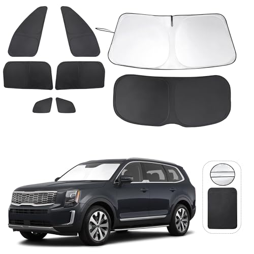 Window Shades for Kia Telluride 2020 2021 2022 2023 2024 2025 Accessories Car Side Full Windows Rear Triangular Windshield Sun Shade Sun UV Rays & Privacy Protection for Camping 8PCS (8 Count)