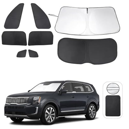 Window Shades for Kia Telluride 2020 2021 2022 2023 2024 2025 Accessories Car Side Full Windows Rear Triangular Windshield Sun Shade Sun UV Rays & Privacy Protection for Camping 8PCS (8 Count)