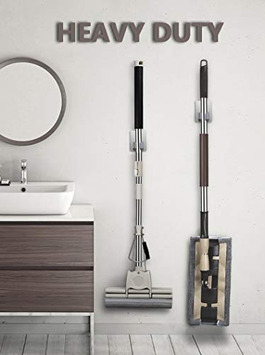 4 Pack Stainless Steel Mop Broom Holder Organizer (4 Count)