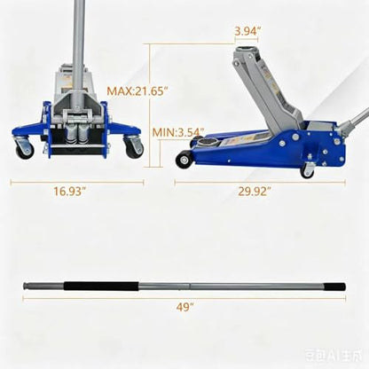 11000lbs 5Ton Low Profile Floor Jack Dual Piston Hydraulic Car Jack