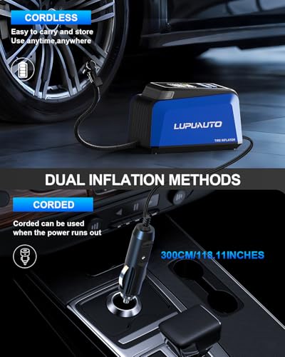 150PSI Portable Tire Inflator 2X Fast Cordless Air Compressor Car Pump