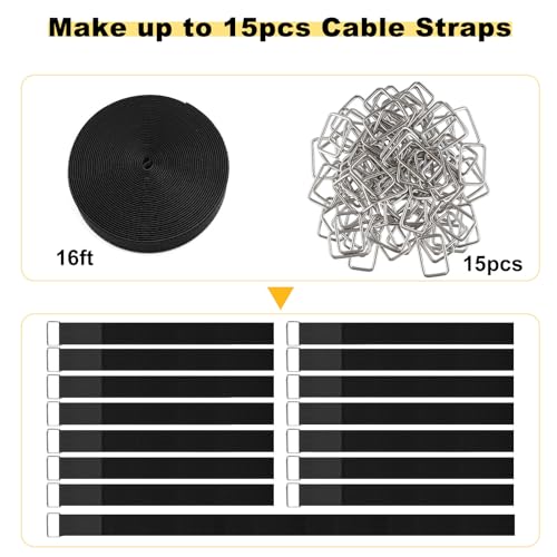 1.5"x16ft Hook and Loop Straps with 15 Metal Buckles