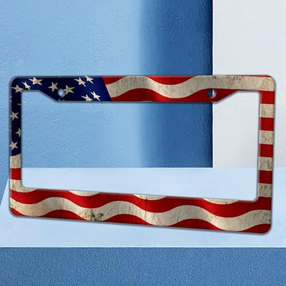 American Flag License Plate Frame Patriotic License Plate Holder 6x12 in