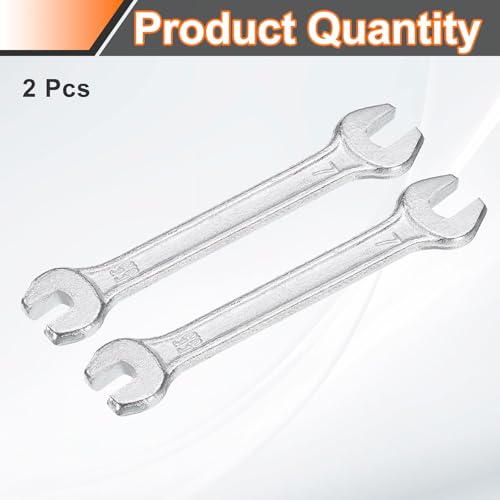 2pcs Double Open End Wrench 5.5mm x 7mm Metric 15 Degree Offset Angle Small Flat Head Wrench Galvanizing Open Ended Spanner for Automotive Repair Furniture Assembly (2 Count)