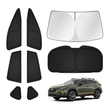 Windshield Sun Shade for Subaru Crosstrek 2024 2025 2026 Car Window Shades Thicken UV Block and Blackout Privacy Foldable Sunshades 8PCS Accessories Keep Cool Sun Visor Covers (8 Count)