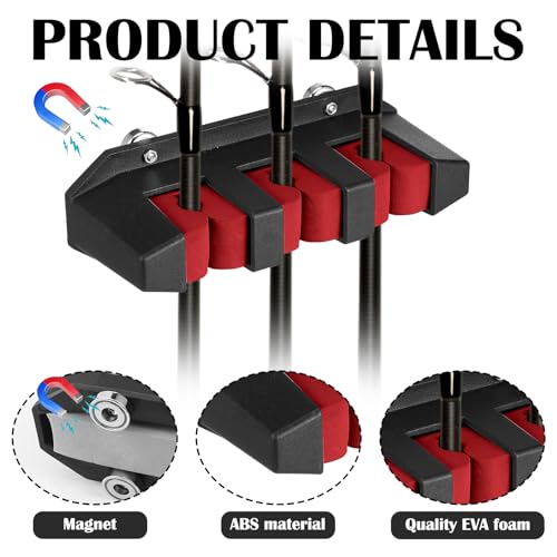 2 Pcs Magnetic Fishing Rod Holder for Car Fishing Pole Rack Vertical Rod Storage Holders for Truck Bed Boat Wall Garage Door (2 Count)