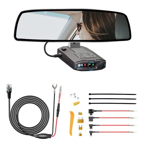 Radar Detector Rearview Mirror Rod Mount and Radar Power Cord Hardwired Kit