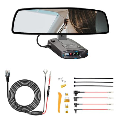 Radar Detector Rearview Mirror Rod Mount and Radar Power Cord Hardwired Kit