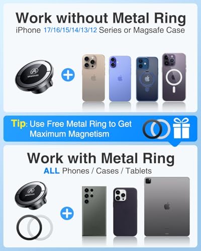 for MagSafe Car Holder [Dash+Windshield+Vent] Magnetic Phone Mount
