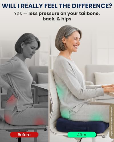 Seat Cushion Memory Foam Chair Cushion for Tailbone Pain Relief
