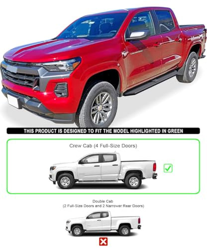Black Stainless Steel Running Boards Style Compatible with Chevy Colorado GMC Canyon 2015
