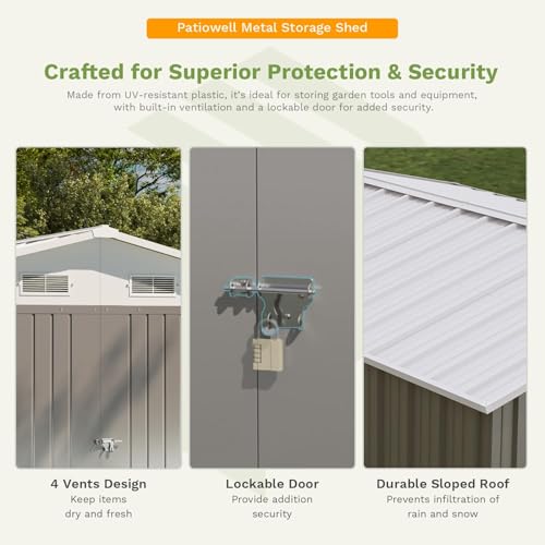 10x12 FT Outdoor Storage Shed with Floor Frame