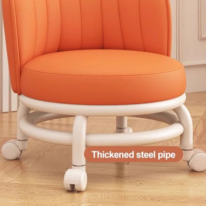 Low Rolling Stool with Backrest