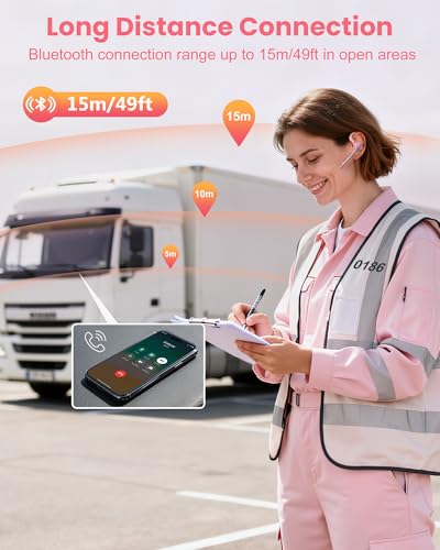 Bluetooth Headset V5.1 72H Talk Time Dual Mic with Mute Button for Business
