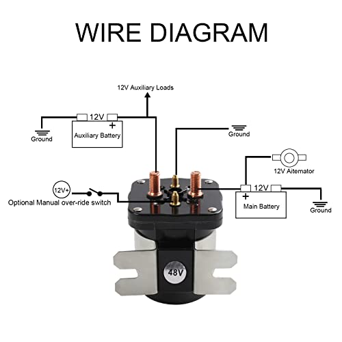 Heavy Duty 48V 4 Terminal Solenoid Heavy Duty 48V Solenoid Relay Switch Replacement For Club Car EZGO Yamaha Electric G19 Power Drive #586 Series Replace JR1