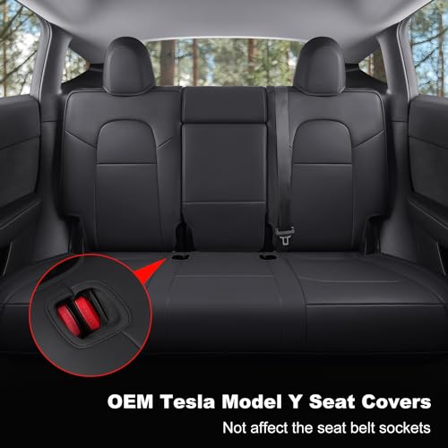 Tesla Model Y Car Seat Covers Nappa Leather Car Interior Seat Airbag Compatible Cushion Cover Full Set Custom Fit 2024 2023 2022 2021 2020