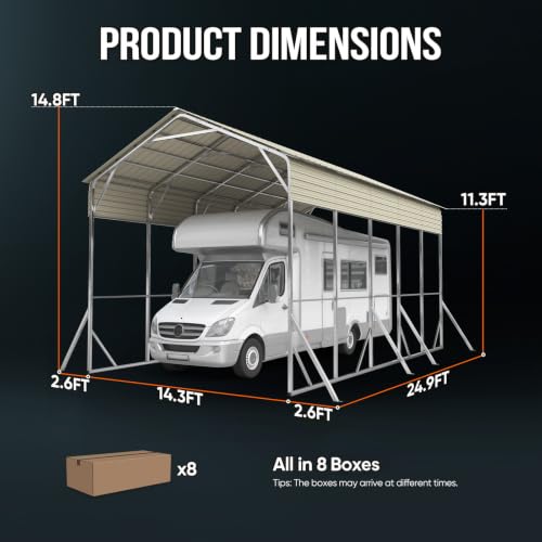 14x25x15 FT RV Metal Carport