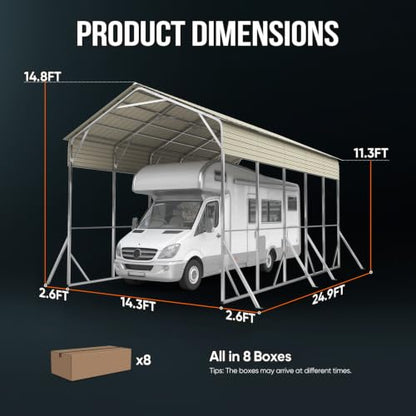 14x25x15 FT RV Metal Carport