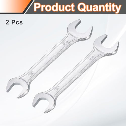 2pcs Double Open End Wrench 14mm x 15mm Metric 15 Degree Offset Angle Small Flat Head Wrench Galvanizing Open Ended Spanner for Automotive Repair Furniture Assembly (2 Count)