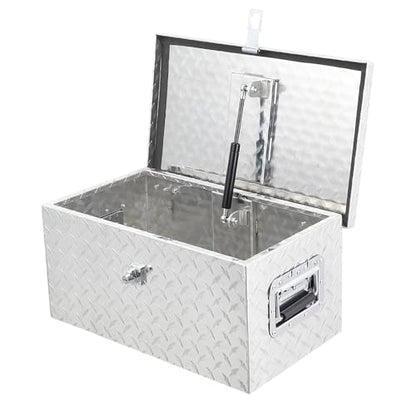 20 Inch Heavy Duty Aluminum Diamond Plate Tool Box Pick Up Truck Bed RV Trailer Toolbox Waterproof Square Storage Organizer with Side Handle