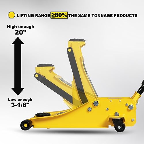 3.5 Ton Low Profile Floor Jack Quickly Lift Hydraulic Car Jack with Dual Pumps