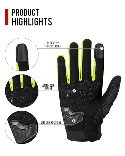 Motorcycle Gloves Touch Screen for Men Women Padding Hard Knuckle Cycling Motorbike ATV Hiking Riding Climbing Glove