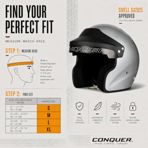 Snell SA2025 Approved Open Face Auto Racing Race Car Helmet