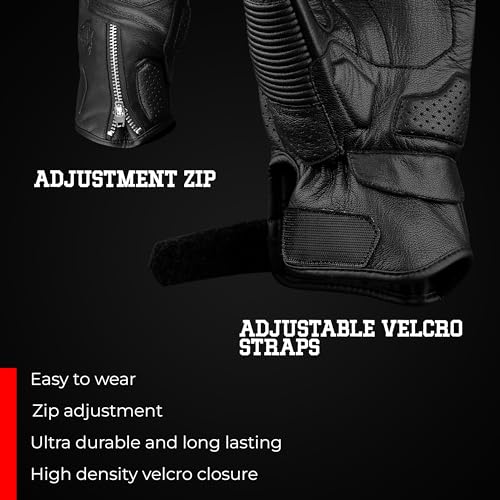 Leather Motorcycle Motorbike Knuckle Protection Powersports Gloves