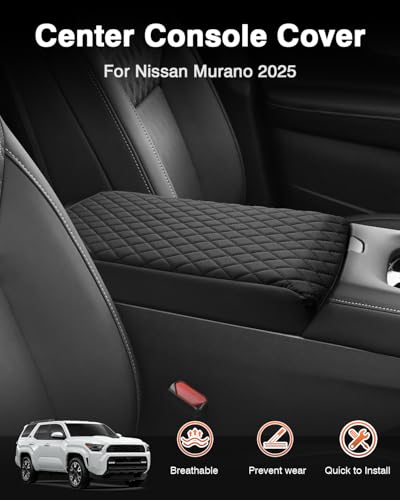 Custom for 2026 2025 Murano Center Console Cover Armrest Cover for Nissan Murano Accessories 2025 Arm Rest Cushion Pad Leather Middle Console Cover Armrest Seat Box Protector Anti