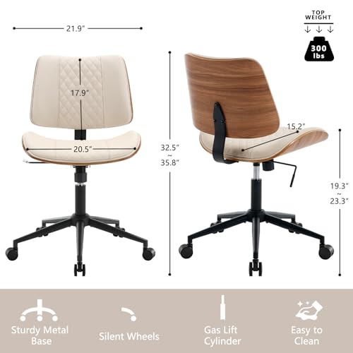 Home Office Chair No Arms with Wheels
