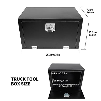 30 Inch Black Steel Truck Tool Box with T