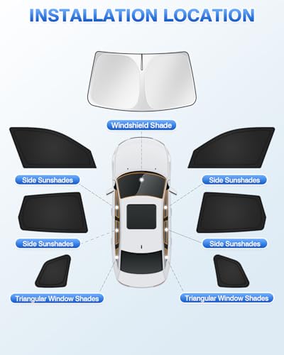 Sunshades for 2025 2026 BMW X3 Accessories Windshield Sun Shade Side Rear Window Shade Cover Sun Visor Shield Privacy Protection for Camping Keep Vehicle Cool Black 7PCS (7 Count)