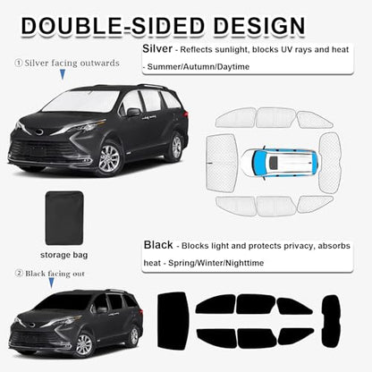 8pcs Thicken Full Sun Shades for Toyota Sienna 2021 (8 Count)