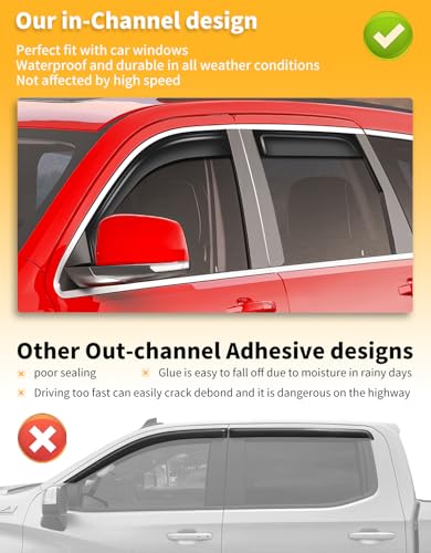 Window Visors Rain Guards for Jeep Grand Cherokee (4 Count)