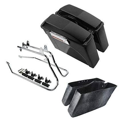 Motorcycle Hard Saddlebags with 5x7 Speaker Lids & Chrome Conversion Brackets Fit For Harley Softail Deluxe Heritage Softail 1984