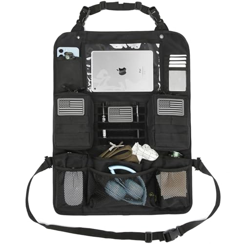 Tactical Car Seat Back Organizer Set Upgraded Tactical Molle Seatback Cover Protector Universal Fit Vehicles Truck MPV Pickup