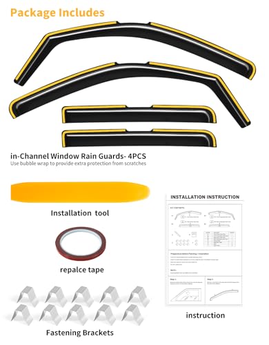 Window Visors Rain Guards for Nissan Frontier Crew Cab 2022 (4 Count)
