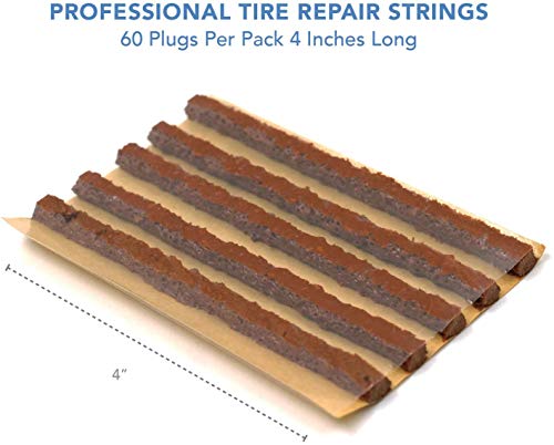 60 pcs 4" Brown Tire Repair Strings Tire Repair Plugs (60 Count)